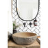Lavabo de baño Troia de travertino beige claro con cara dividida y diseño de dragón (diámetro de 16 in, altura de 6 in)