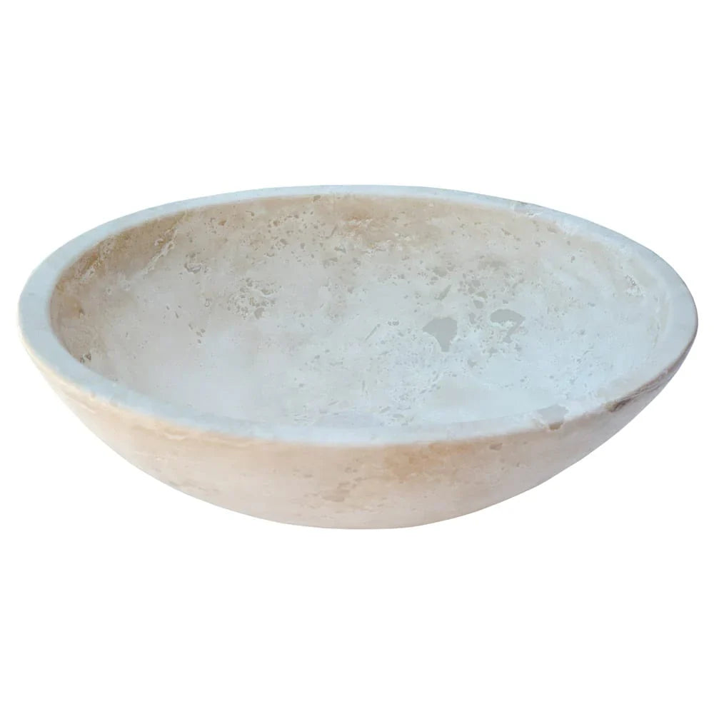 Lavabo ovalado para baño sobre tocador de travertino claro Troia (ancho) 16" (largo) 21"