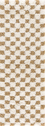 Alfombra de cuadros color mostaza Atira