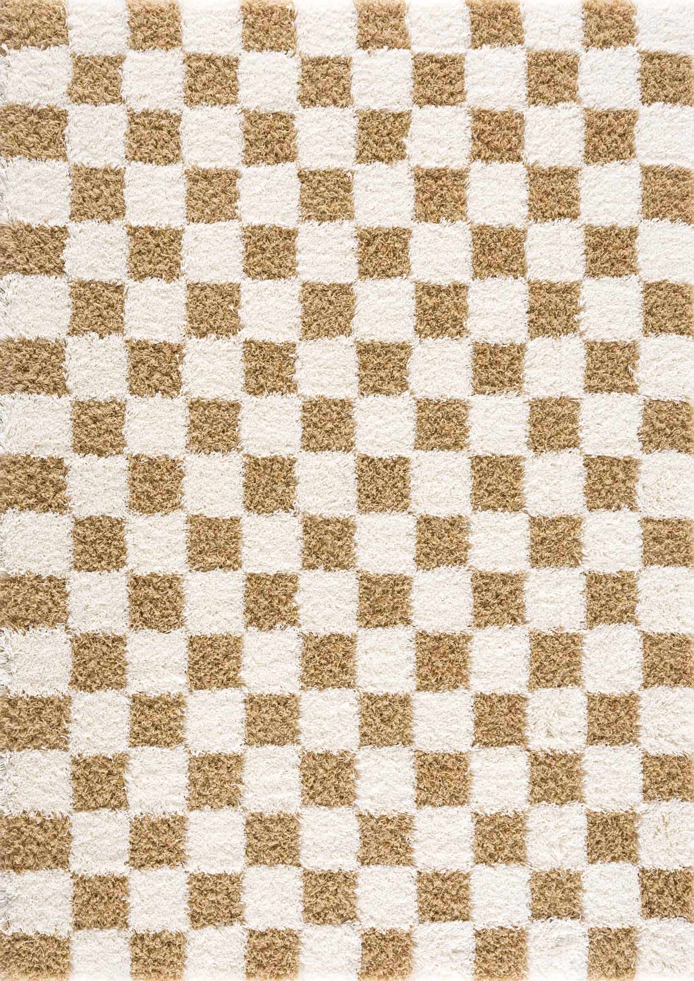 Alfombra de cuadros color mostaza Atira
