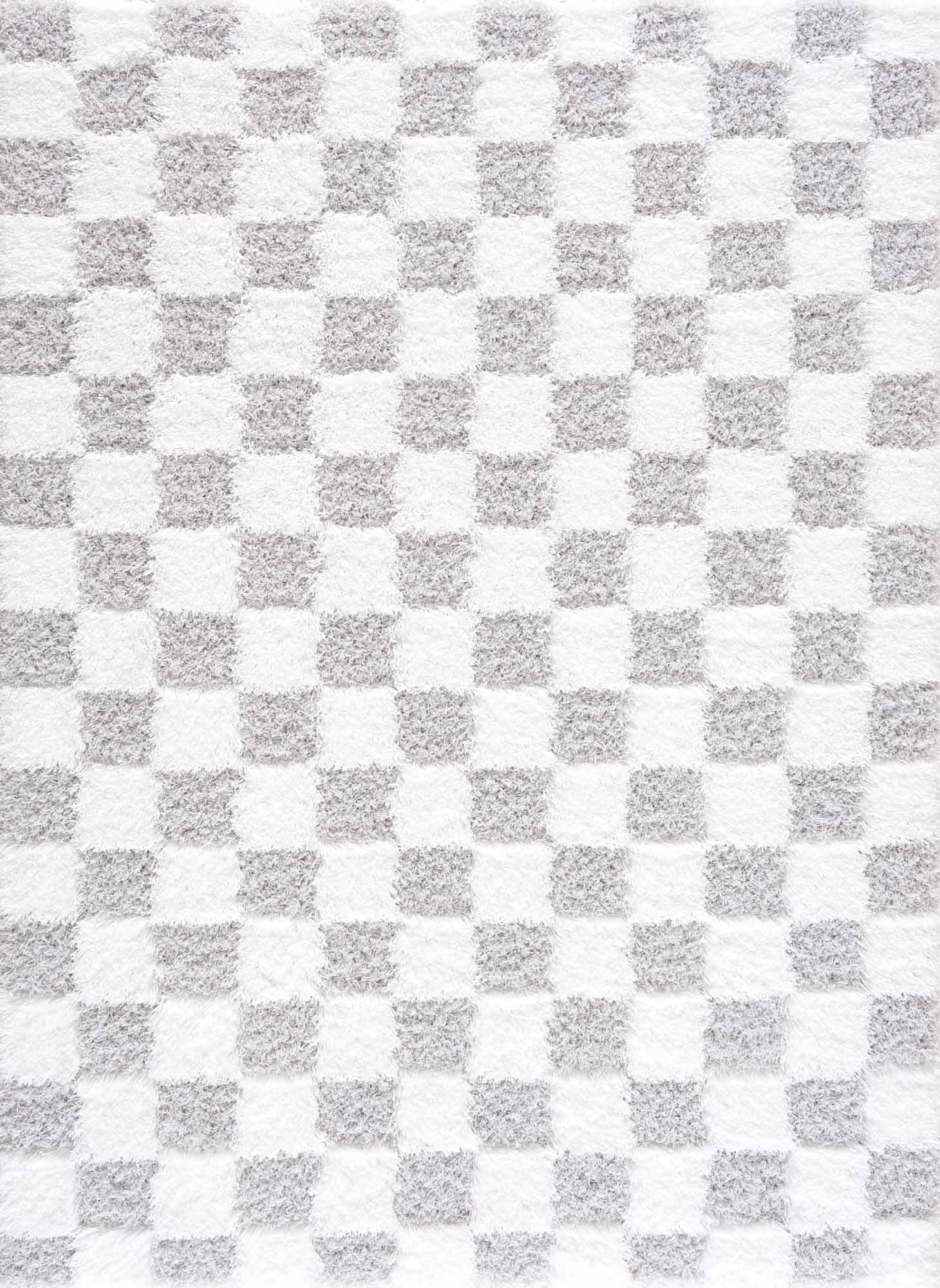 Alfombra de cuadros grises Atira