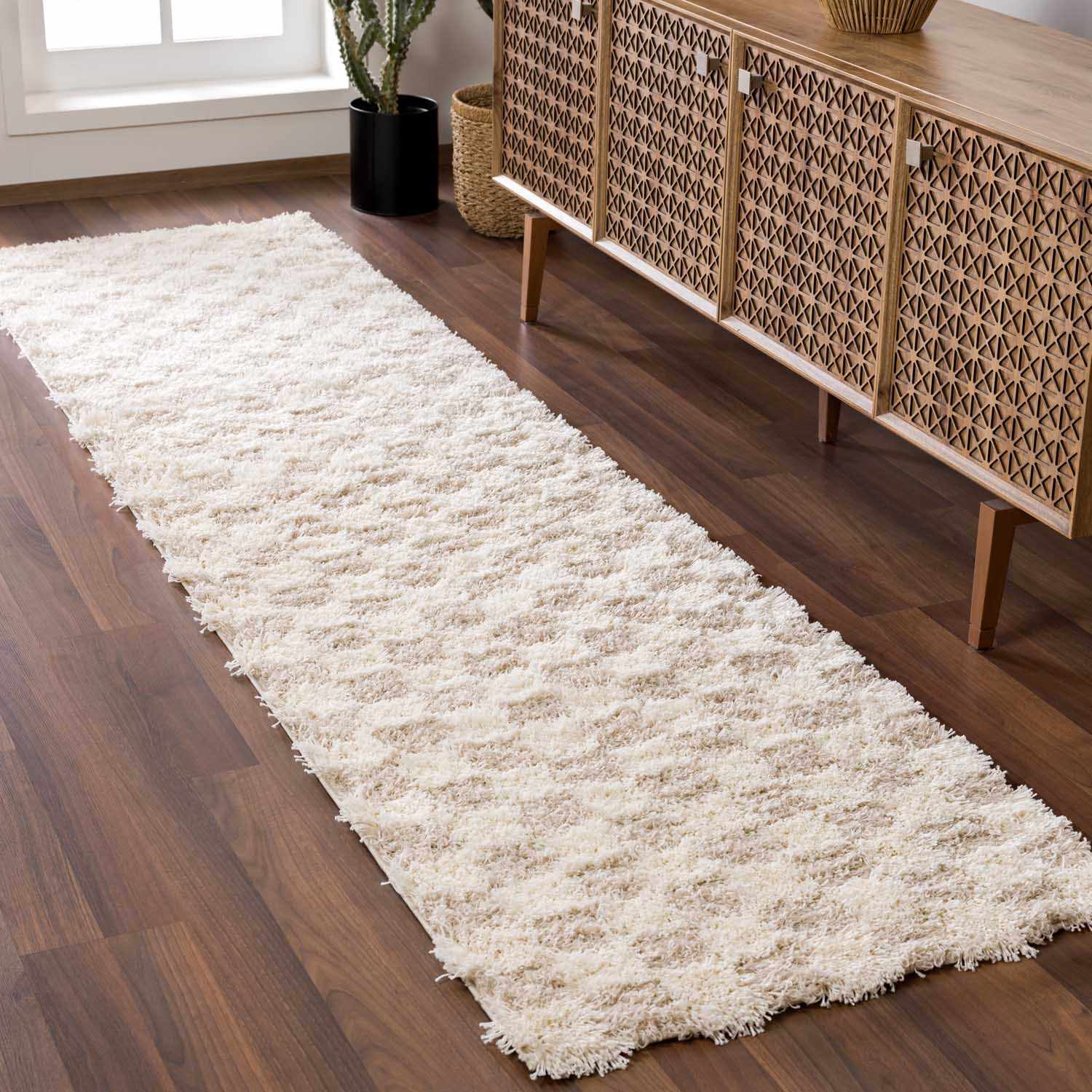 Alfombra de cuadros marrón claro Atira