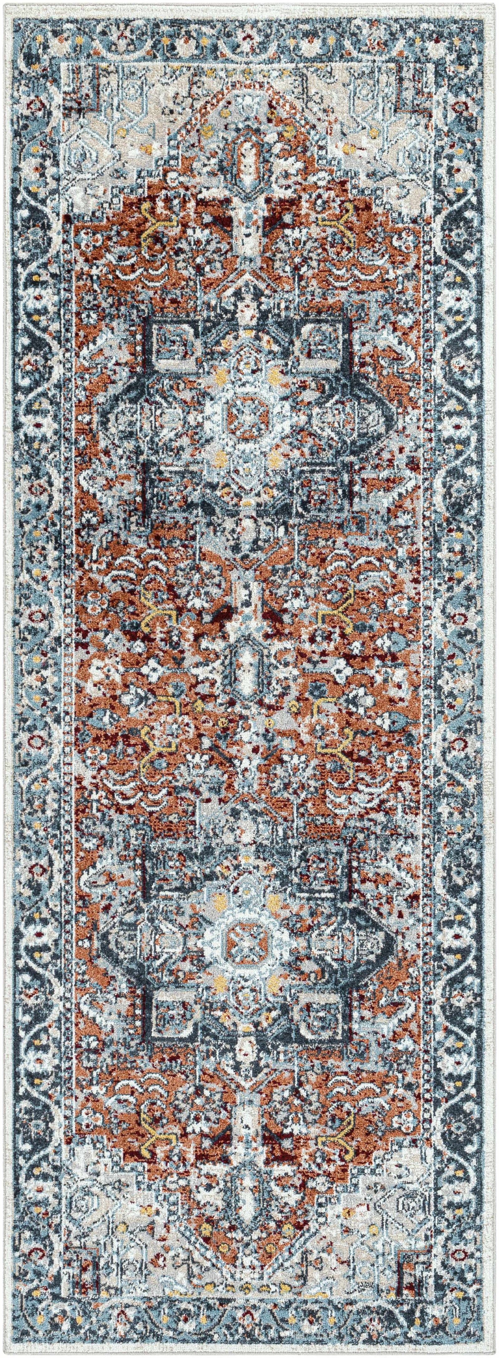 Alfombra lavable Cabacungan azul y óxido - Liquidación