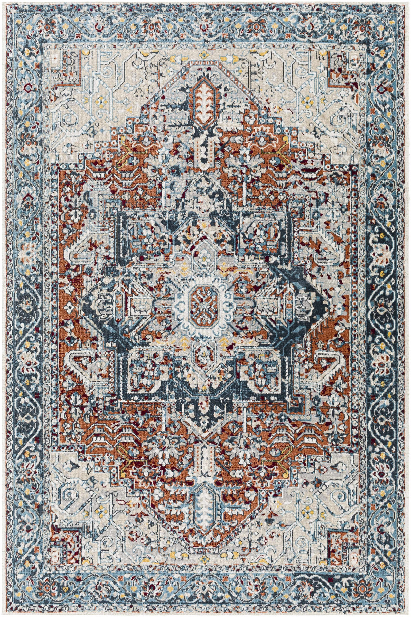 Alfombra lavable Cabacungan azul y óxido - Liquidación