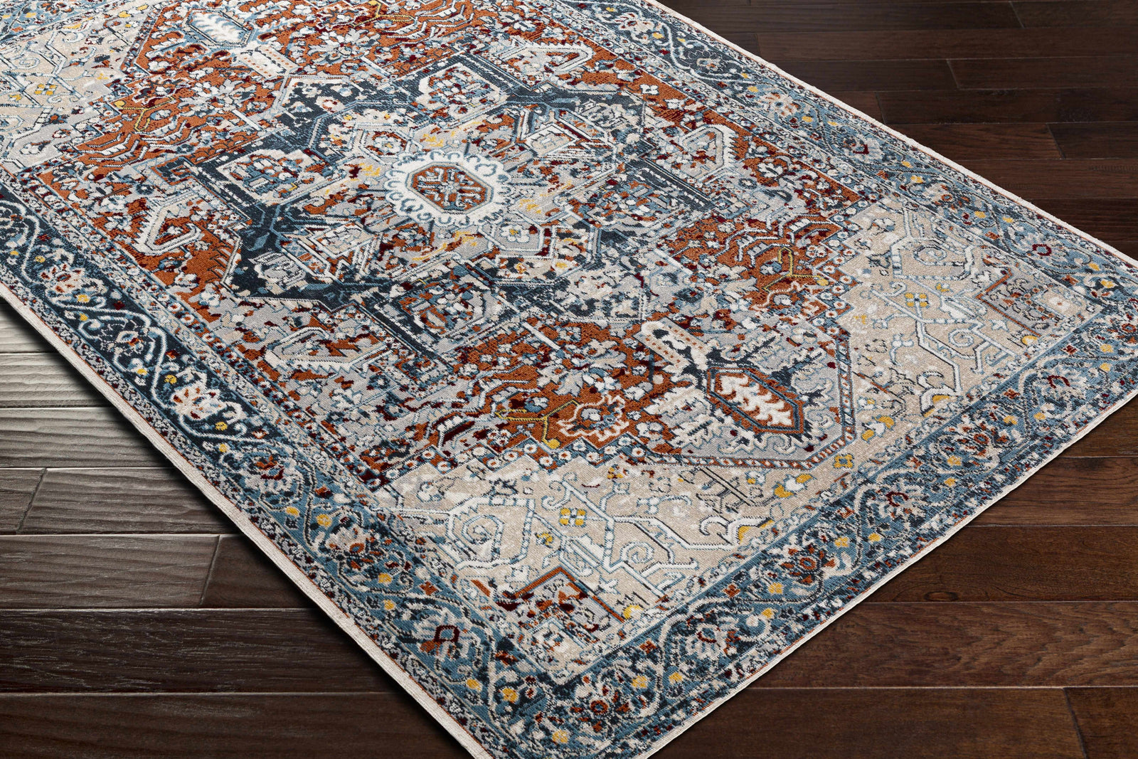 Alfombra lavable Cabacungan azul y óxido - Liquidación