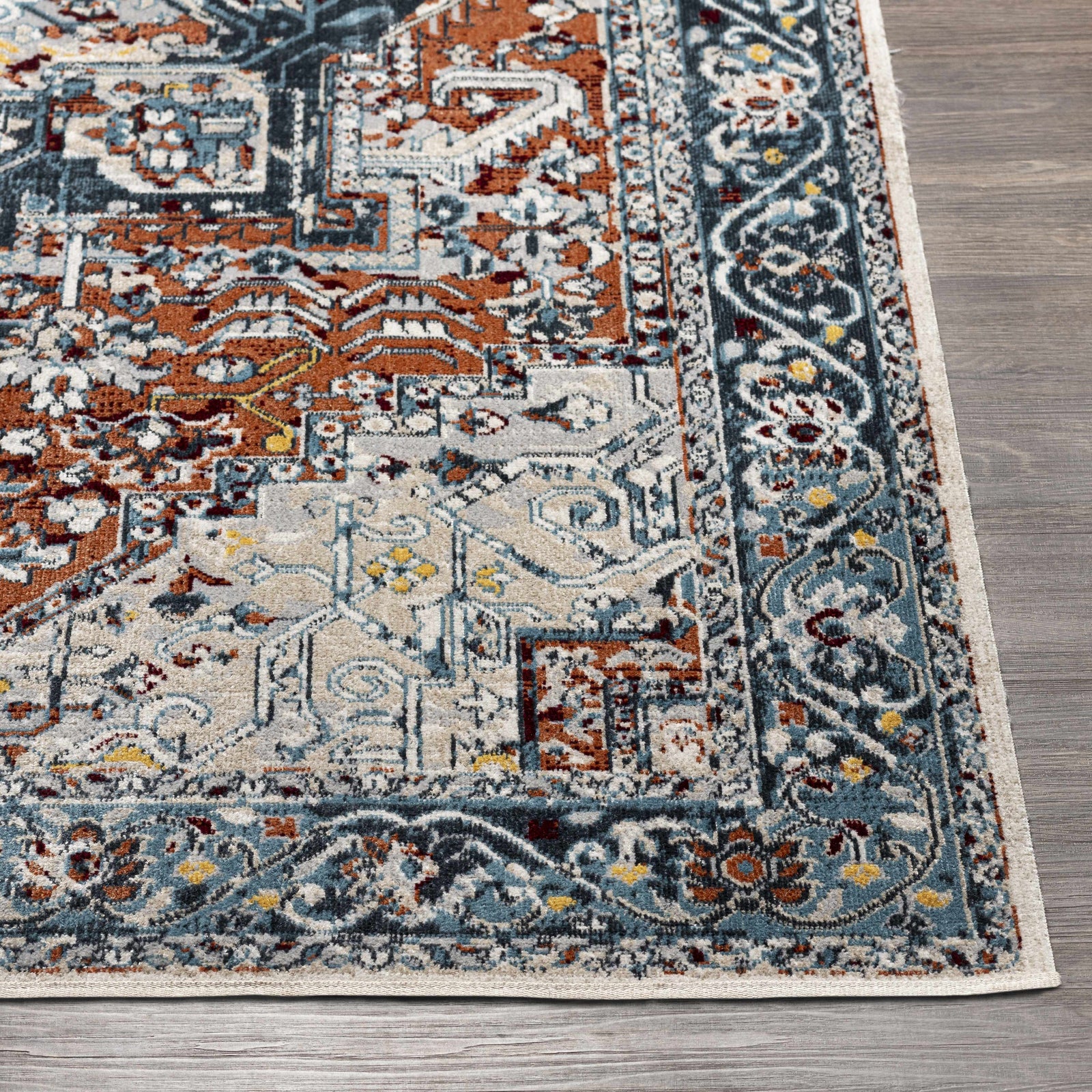 Alfombra lavable Cabacungan azul y óxido - Liquidación