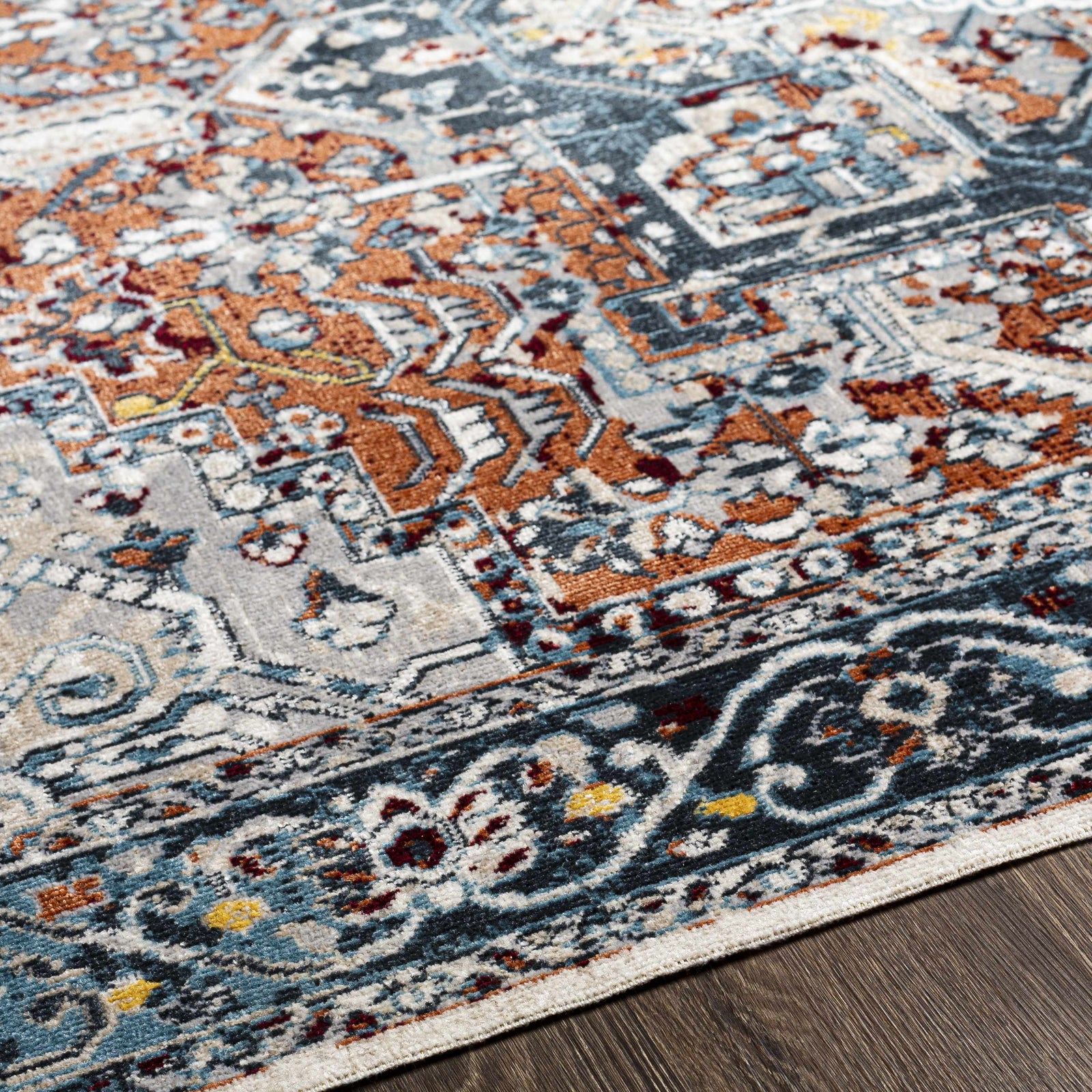 Alfombra lavable Cabacungan azul y óxido - Liquidación