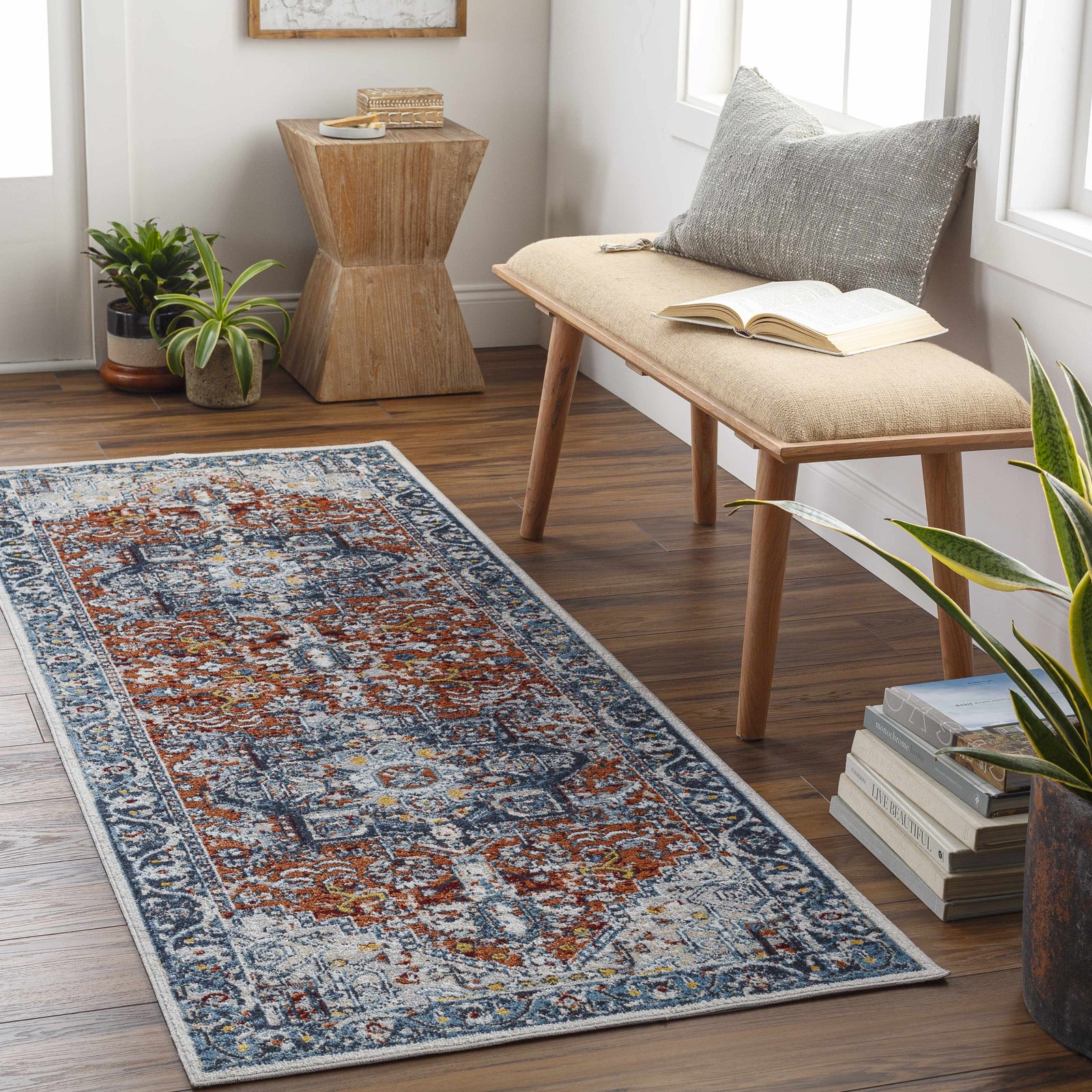 Alfombra lavable Cabacungan azul y óxido - Liquidación