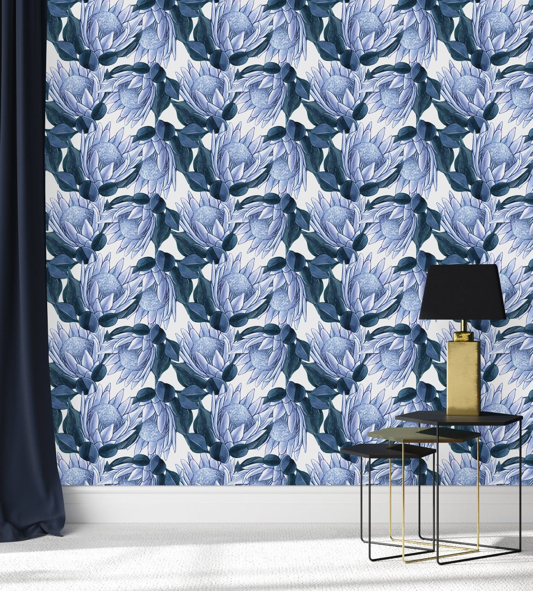 Fashionable Blue Protea Wallpaper Vogue