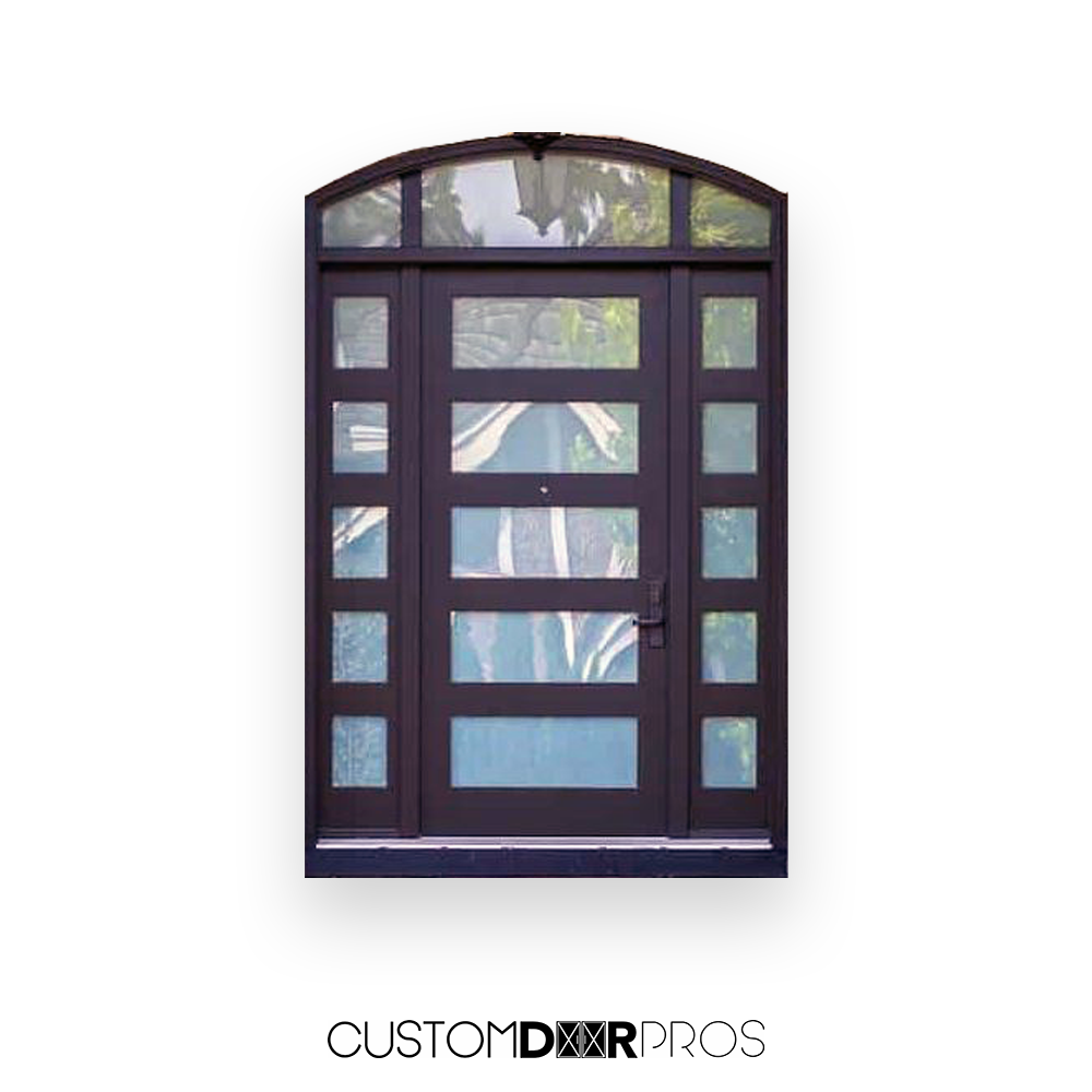 Puerta de hierro contemporánea Atlas con ventanas laterales