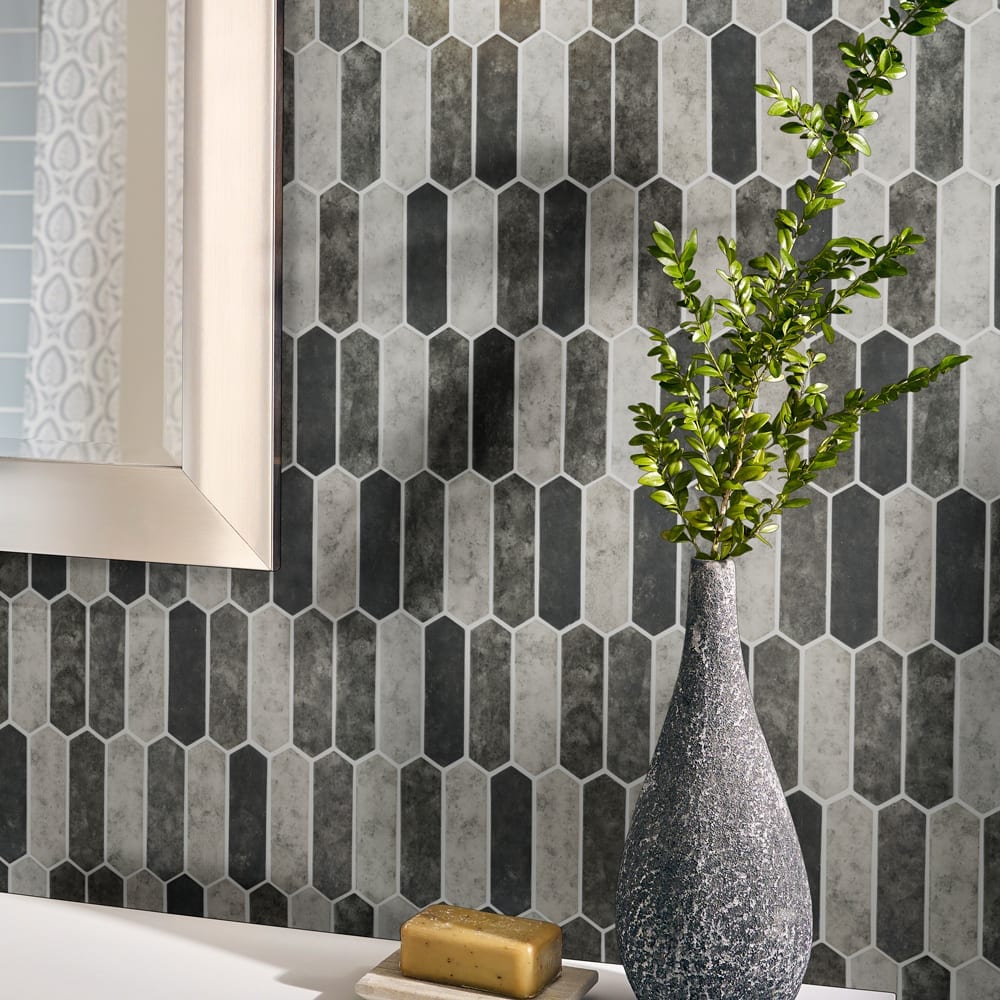 Mosaico de mosaico con malla de piquete de tapiz urbano de 25 x 36 cm, vidrio texturizado - Colección MSI