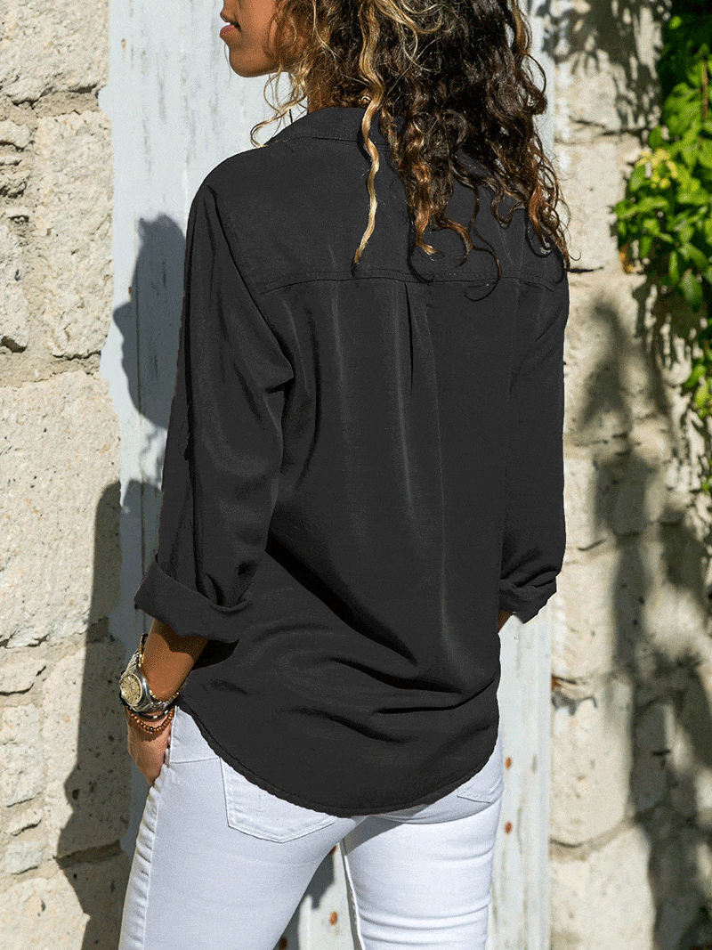 Casual Long Sleeve Top with Pockets