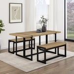 Juego de comedor rectangular de madera y metal de tres piezas de estilo industrial moderno Vance