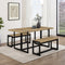 Juego de comedor rectangular de madera y metal de tres piezas de estilo industrial moderno Vance