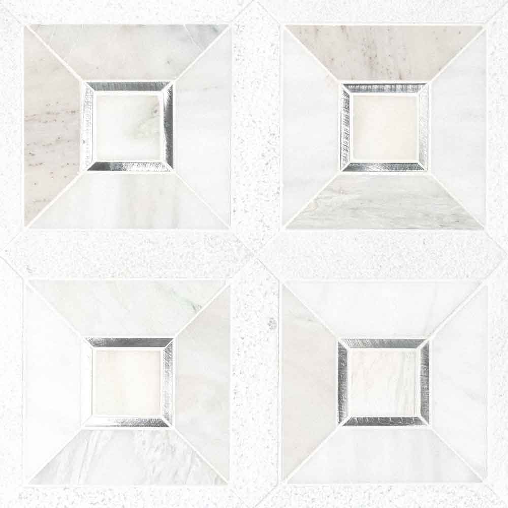 Mosaico multisuperficie con montaje en malla, diseño Verona Silver de 30 x 30 cm - Colección MSI