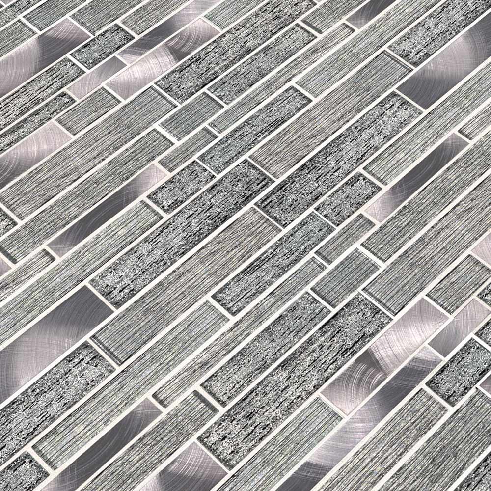 Mosaico de lujo volcánico entrelazado de 29,5 x 29,5 cm con montaje en malla metálica - Colección MSI