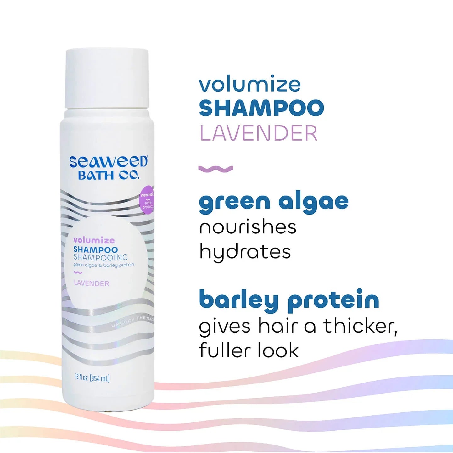 Champú voluminizador de lavanda de The Seaweed Bath Co para un cabello más voluminoso y con volumen (355 ml)