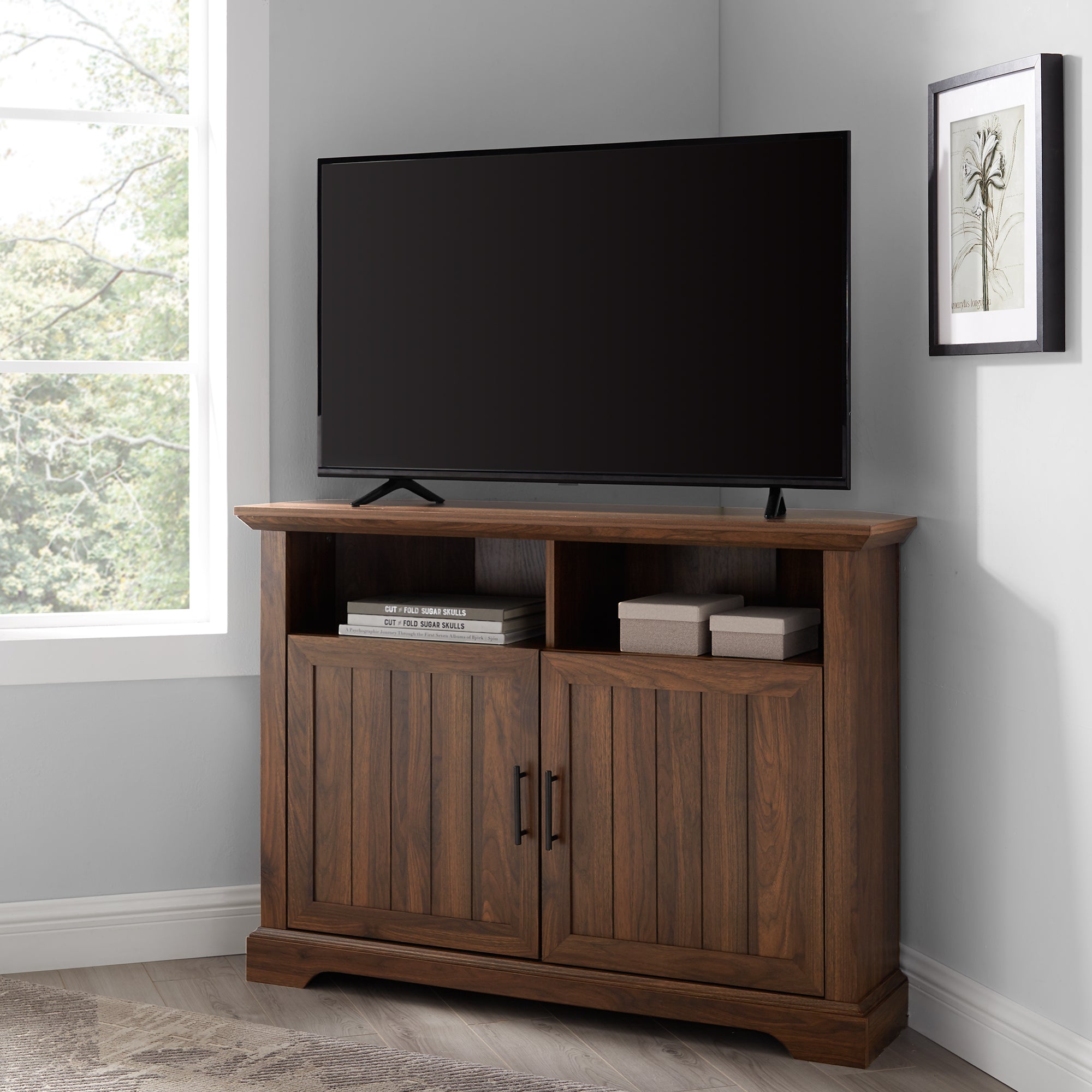 Mueble de TV de esquina con puerta ranurada Columbus de 44"