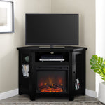 Mueble de TV de esquina con chimenea de madera de 48" de estilo granero