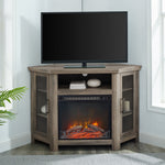 Mueble de TV de esquina con chimenea de madera de 48" de estilo granero