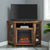 Mueble de TV de esquina con chimenea de madera de 48" de estilo granero