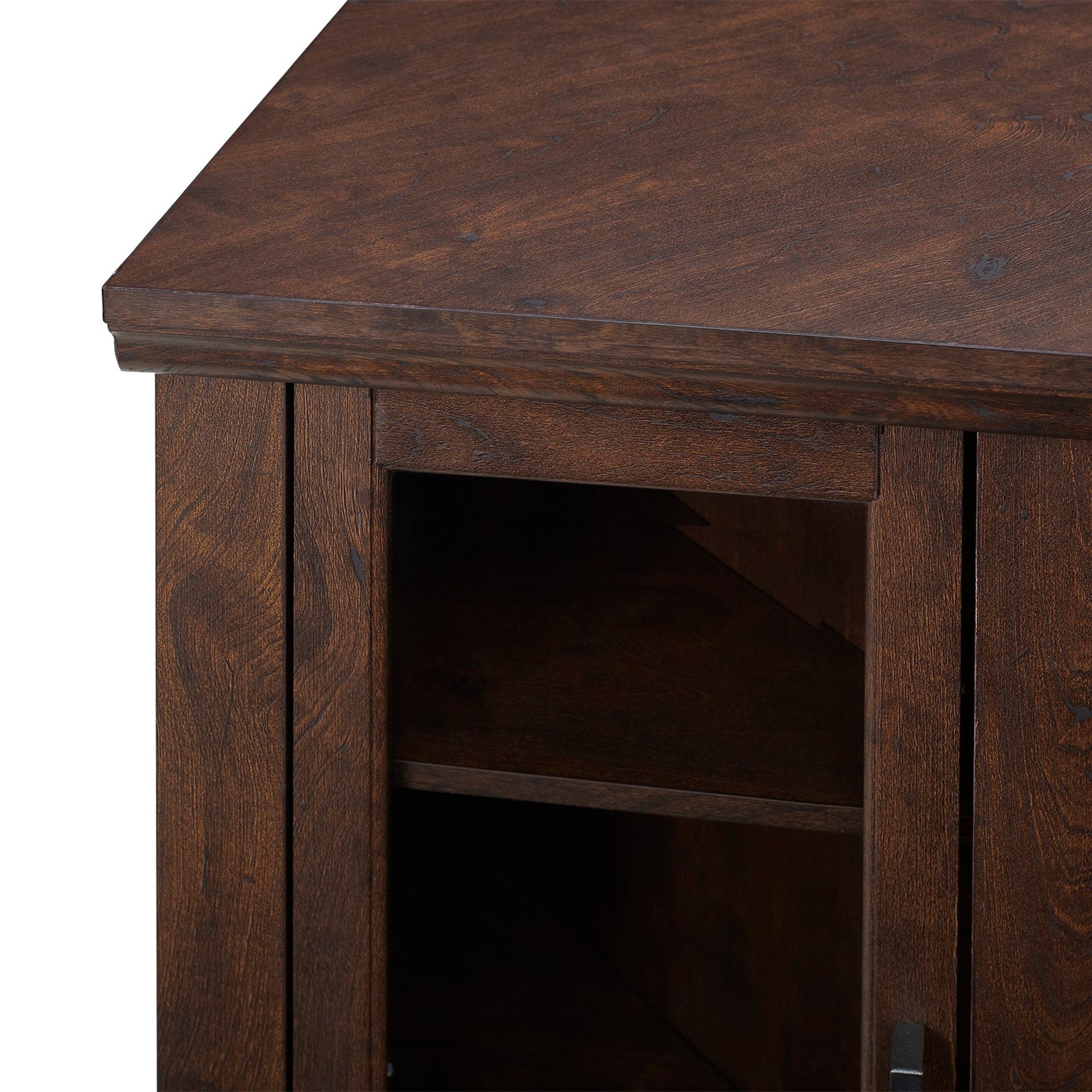Mueble de TV de esquina con chimenea de madera de 48