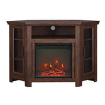 Mueble de TV de esquina con chimenea de madera de 48" de estilo granero