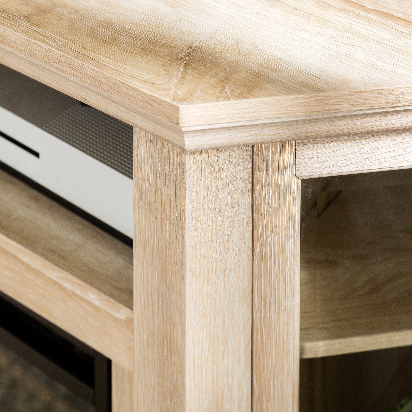 Mueble de TV de esquina con chimenea de madera de 48