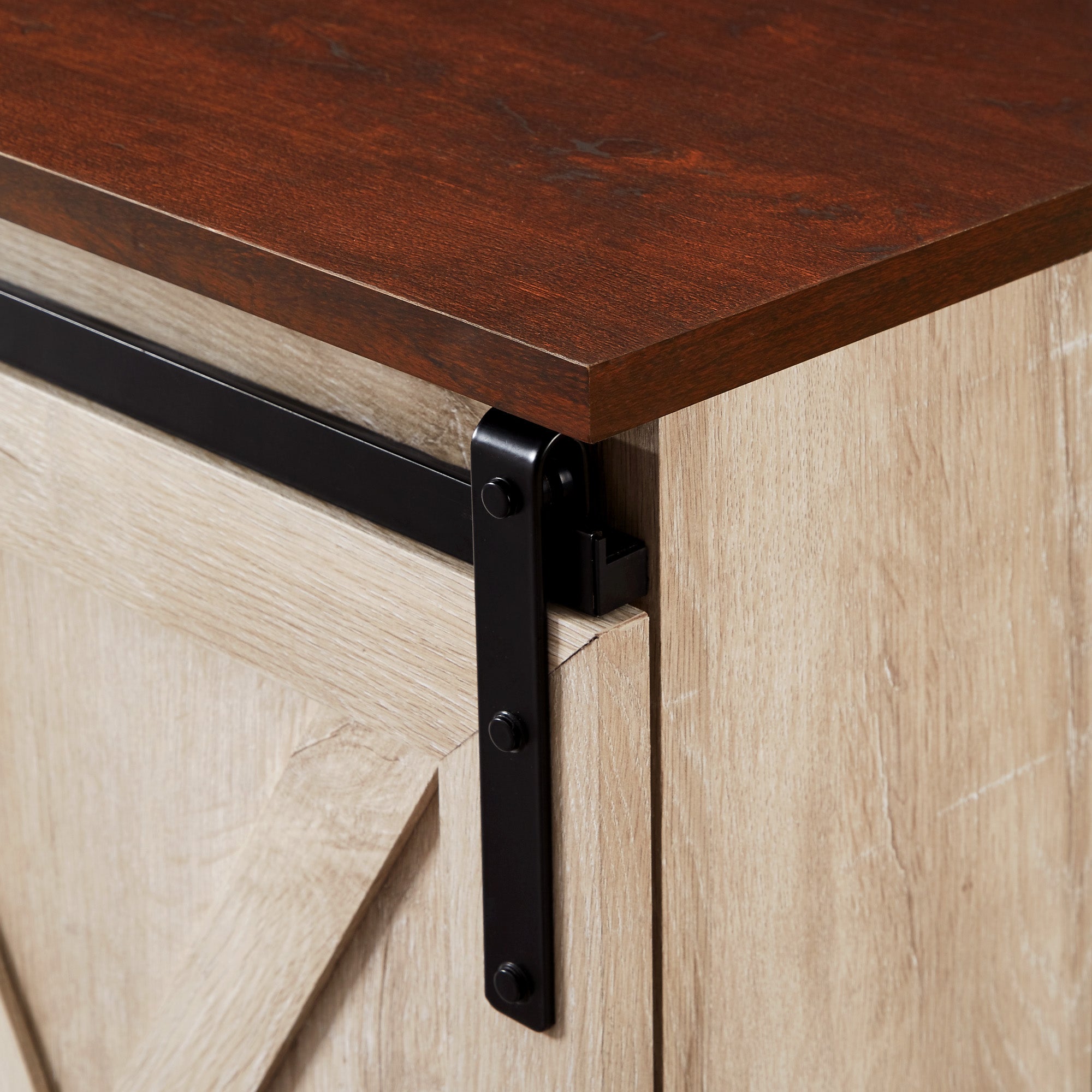 Mueble de TV de esquina con puerta corrediza de granero de 52"