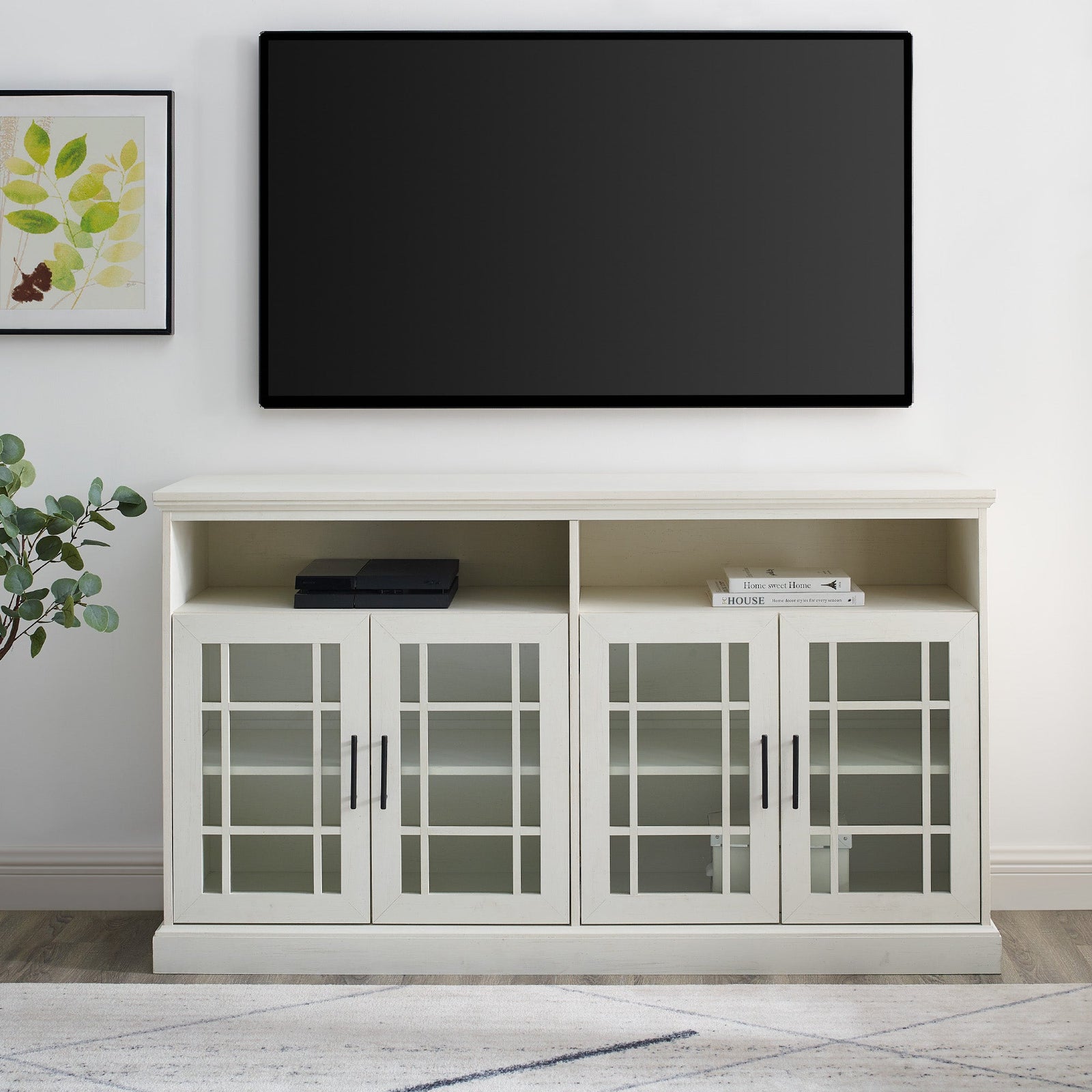 Mueble de TV de 4 puertas de vidrio color avellana