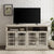 Mueble de TV de 4 puertas de vidrio color avellana