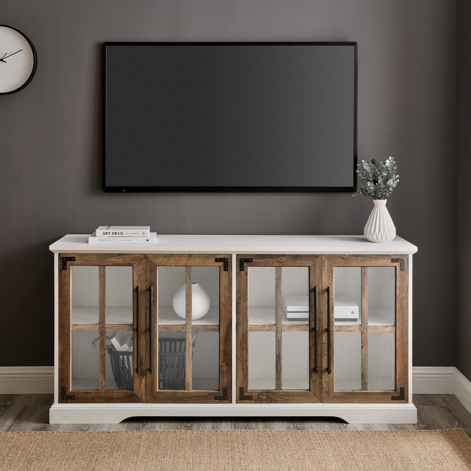 Mueble de TV de 4 puertas estilo granja Abigail de 58