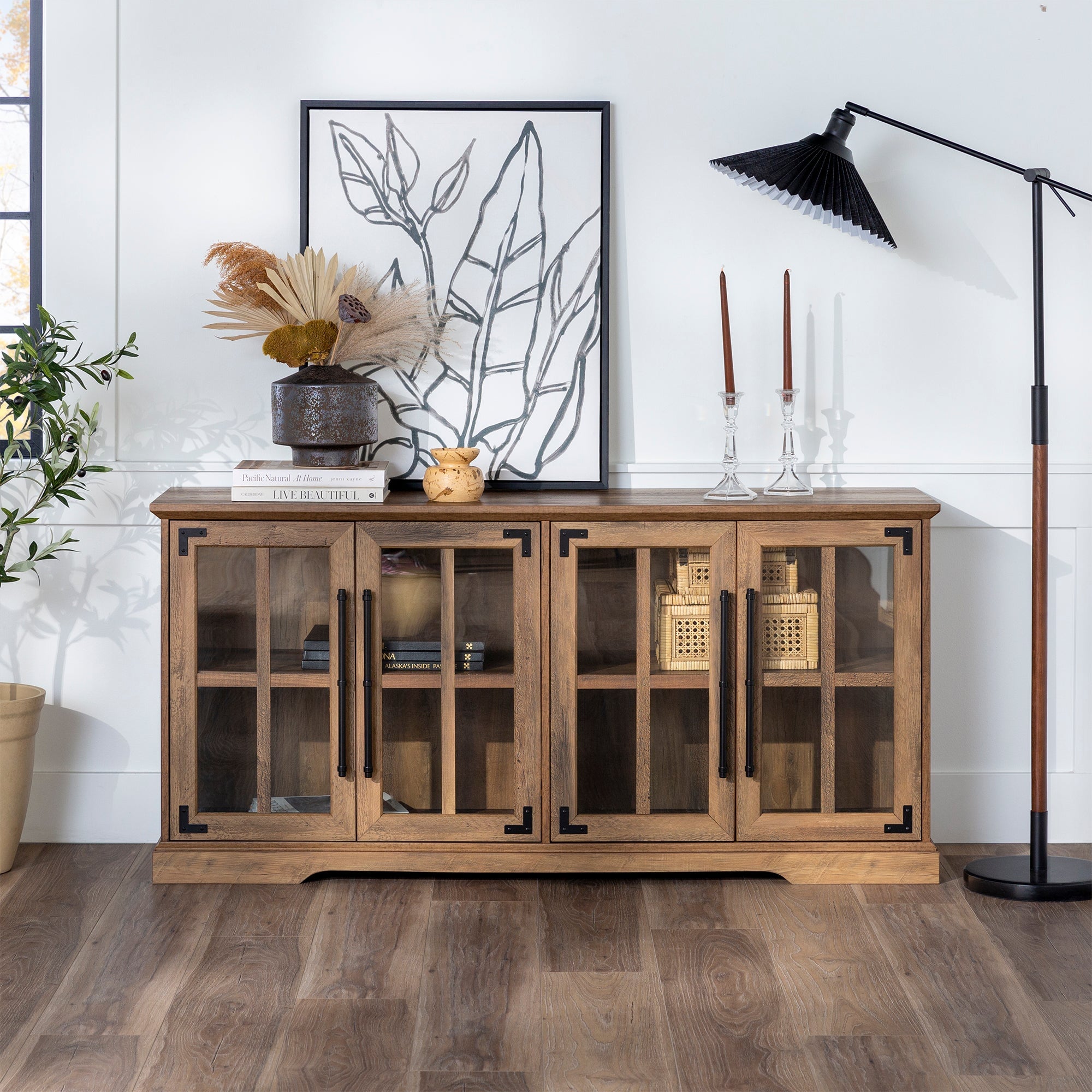 Mueble de TV de 4 puertas estilo granja Abigail de 58"