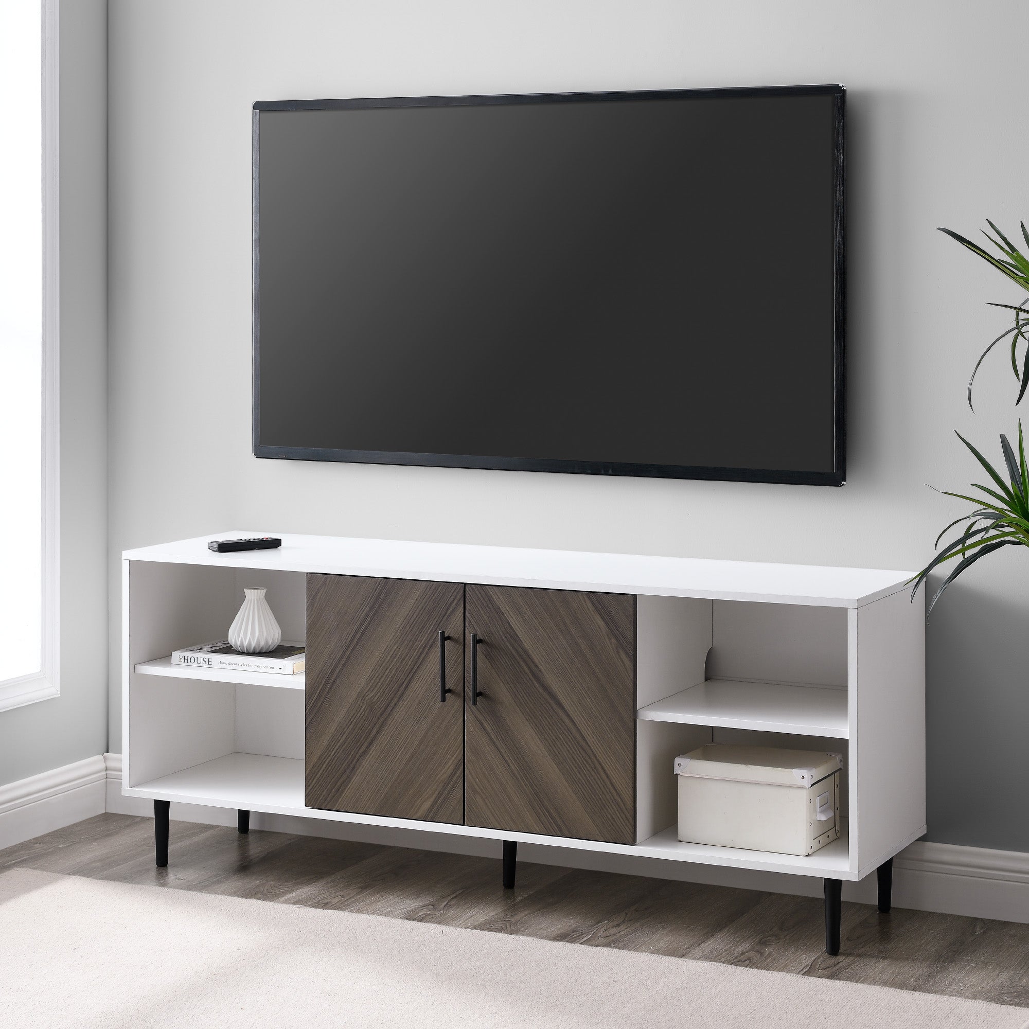 Mueble de TV de 2 puertas Bookmatch