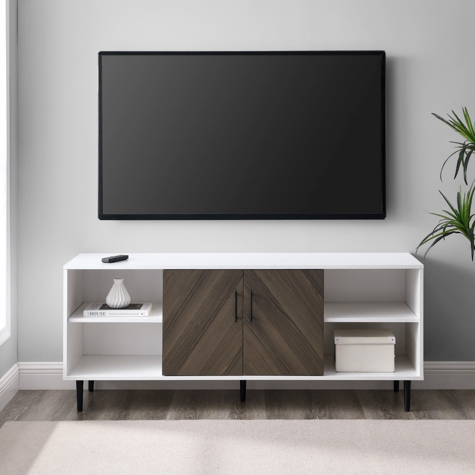 Mueble de TV de 2 puertas Bookmatch