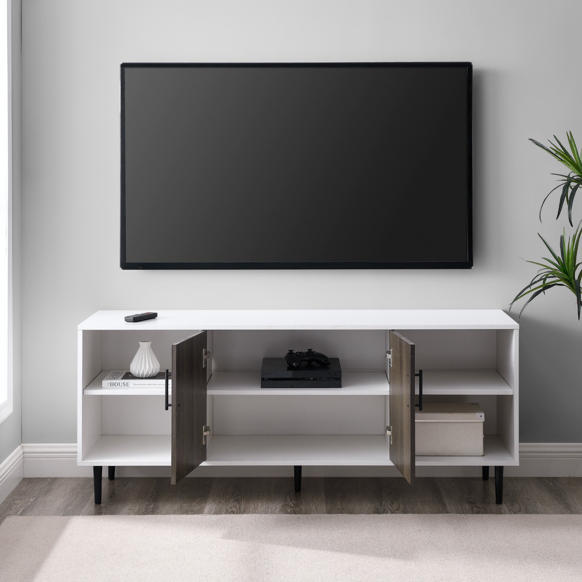 Mueble de TV de 2 puertas Bookmatch
