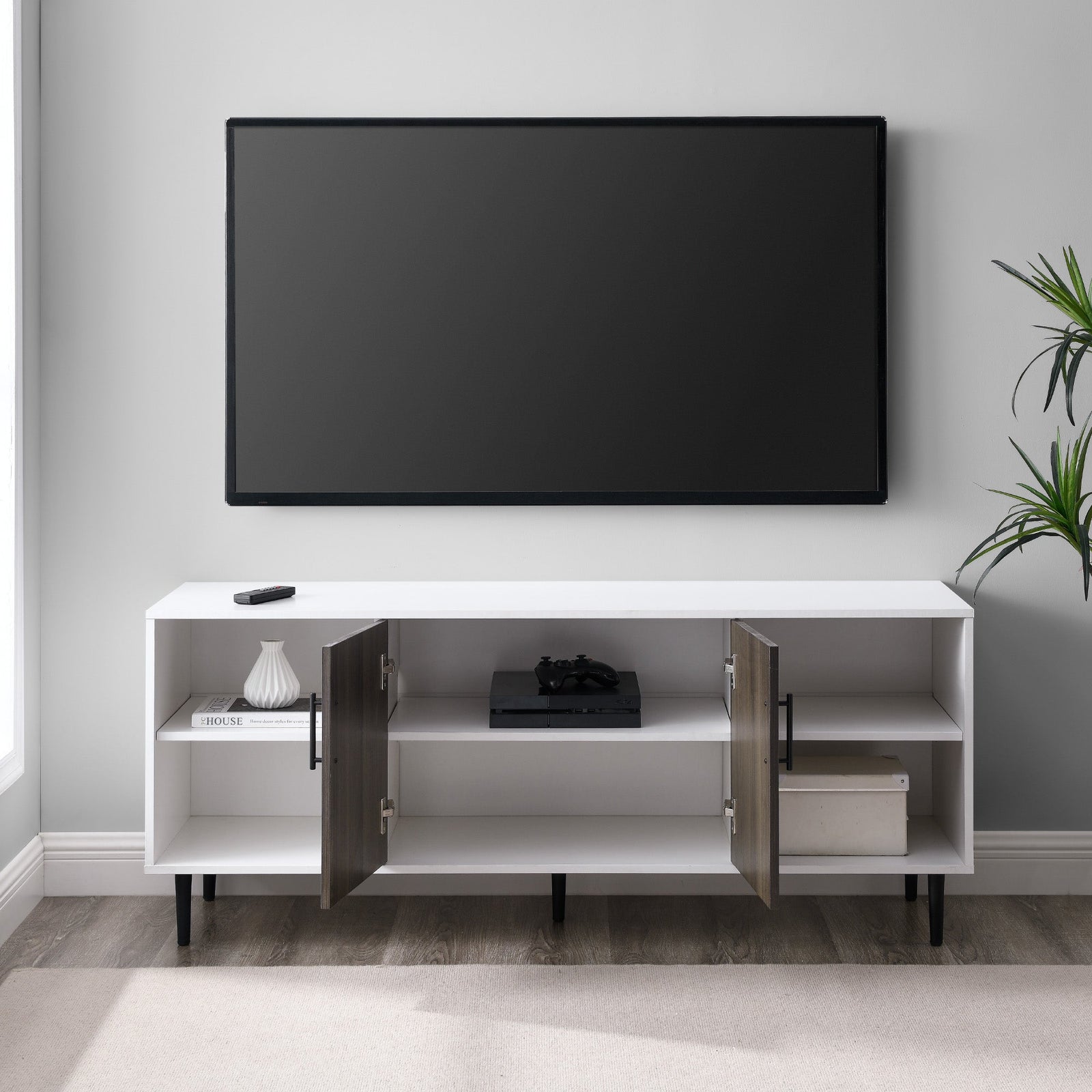 Mueble de TV de 2 puertas Bookmatch