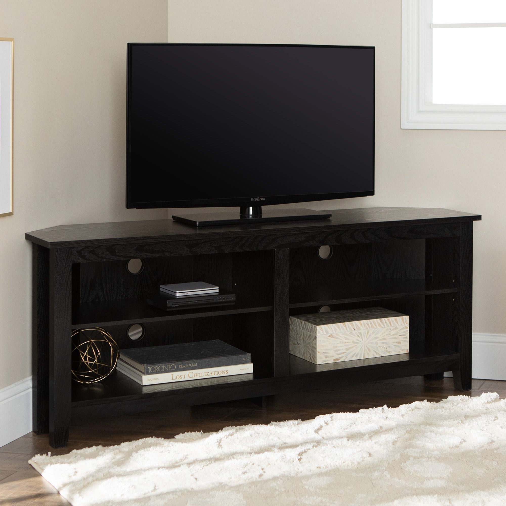 Mueble de TV de esquina de madera de estilo transicional de 58"