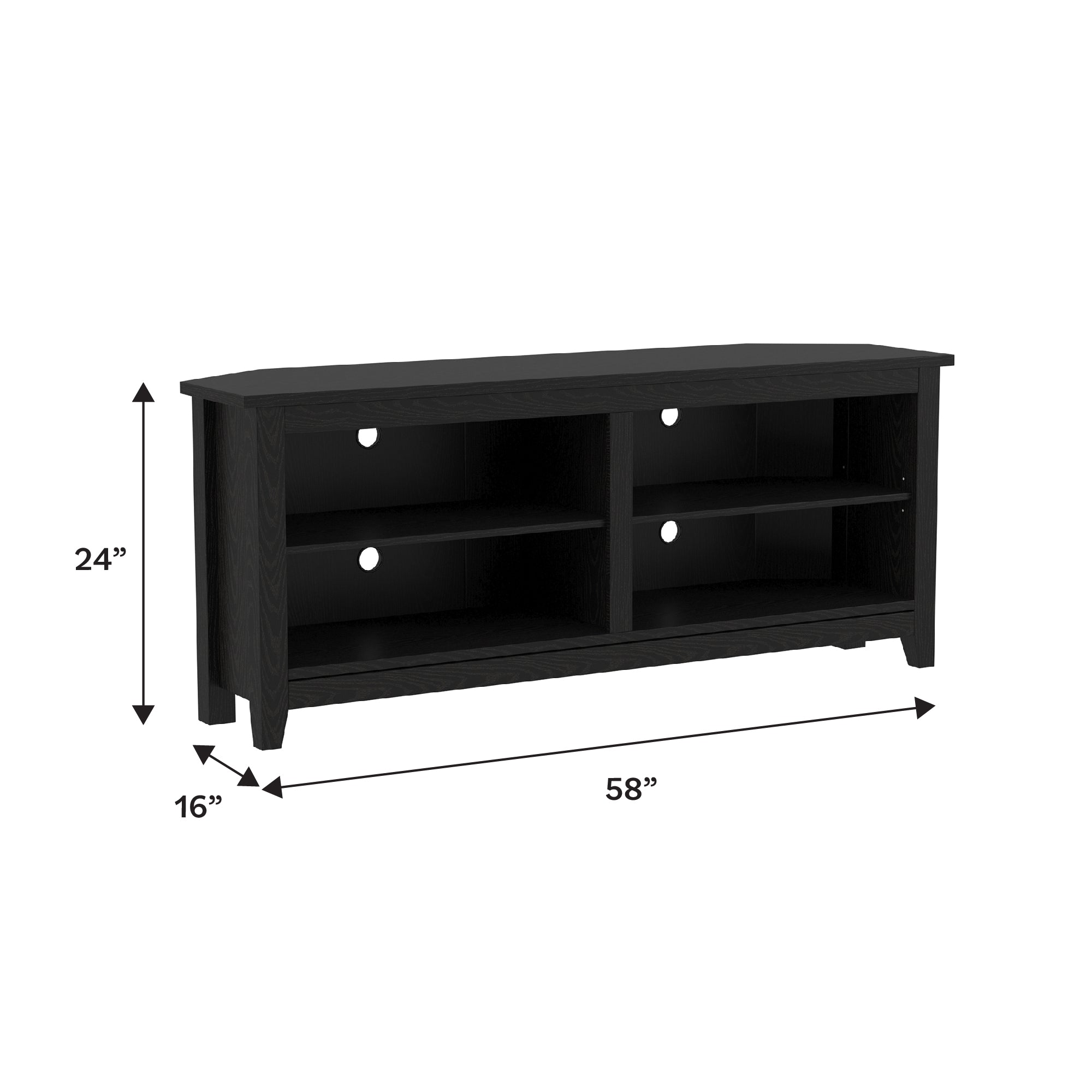 Mueble de TV de esquina de madera de estilo transicional de 58"