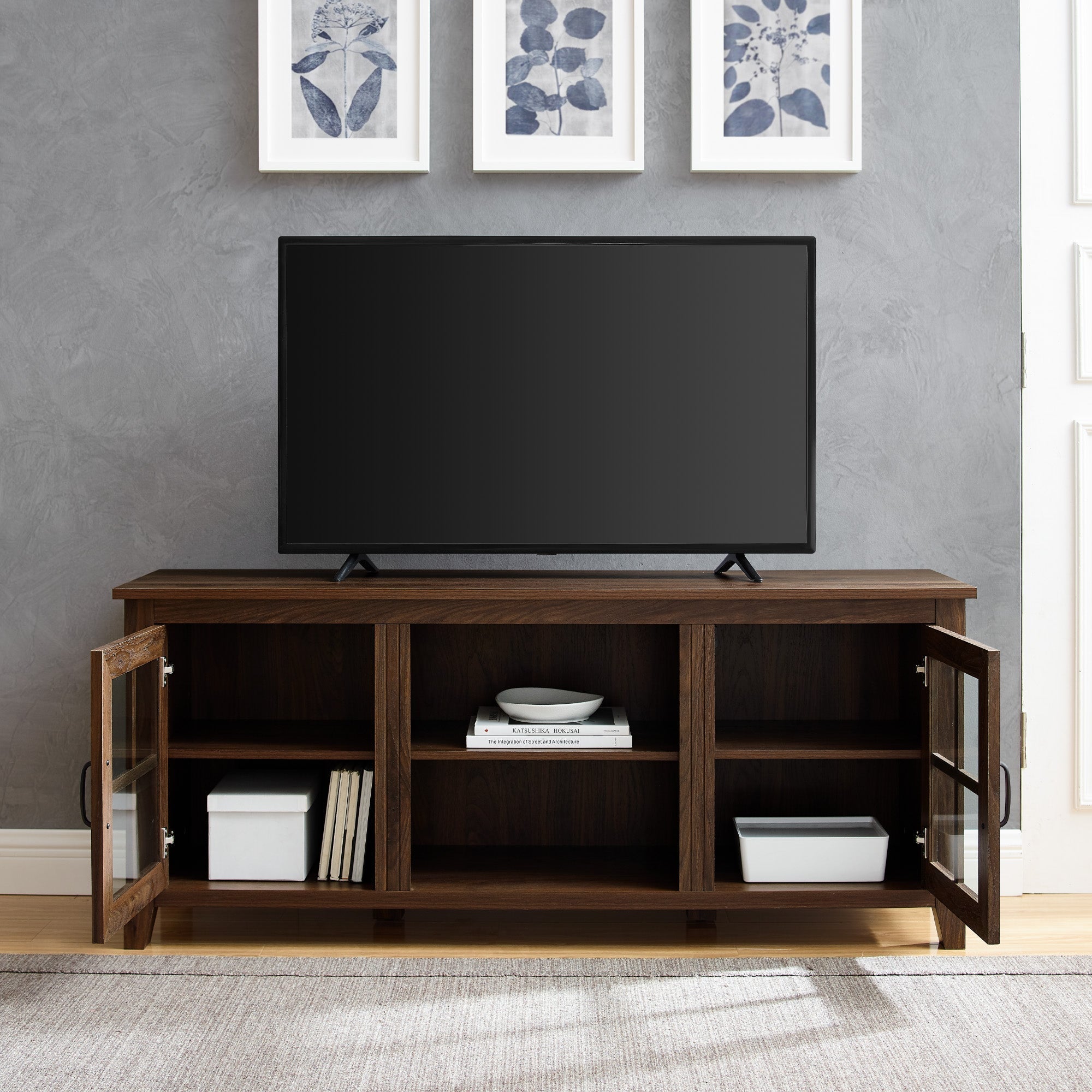 Consola de TV con puerta de vidrio de 58"