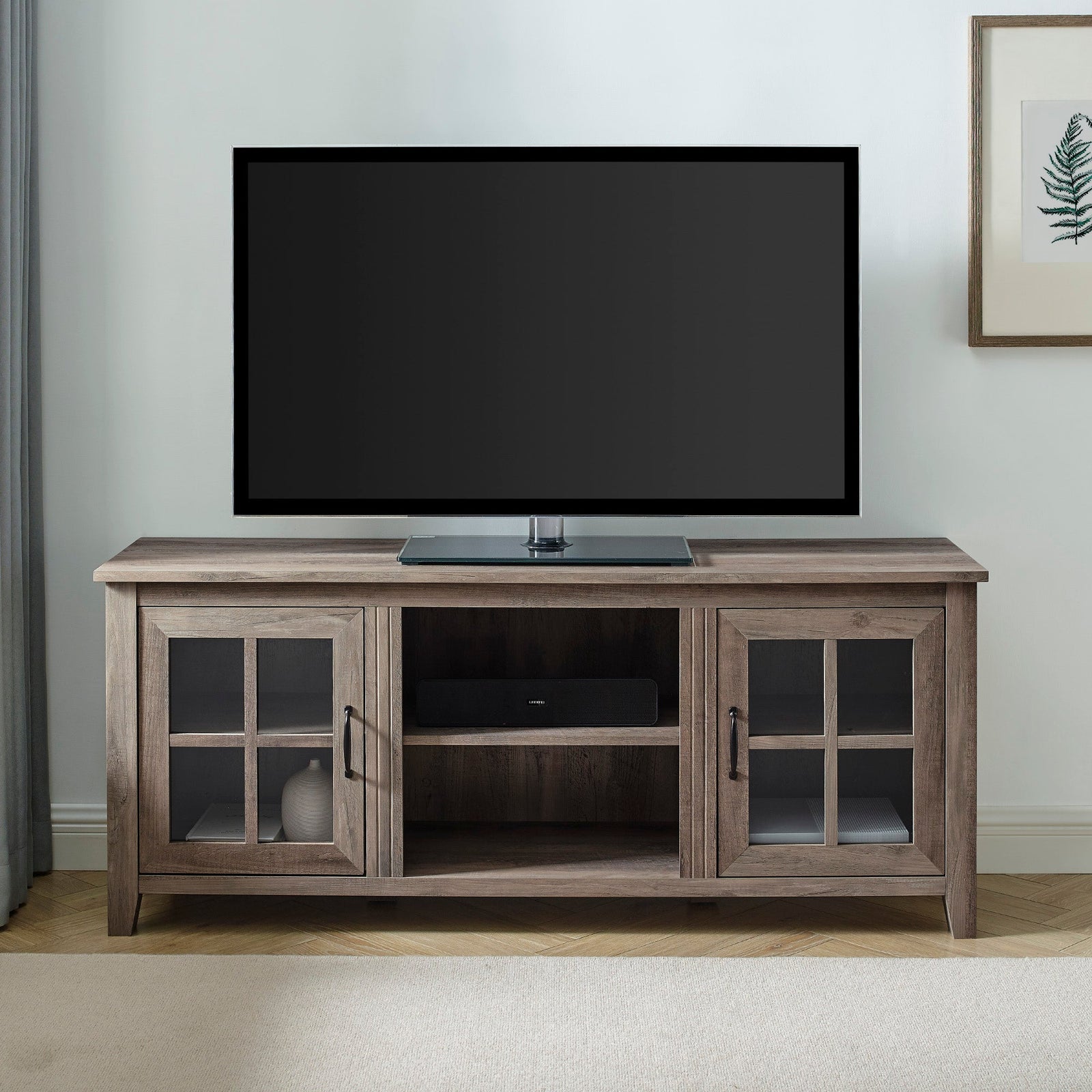 Consola de TV con puerta de vidrio de 58