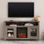 Mueble de TV de madera y vidrio con chimenea de estilo transicional de 58" Wasatch