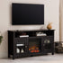 Mueble de TV de madera y vidrio con chimenea de estilo transicional de 58" Wasatch
