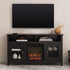 Mueble de TV de madera y vidrio con chimenea de estilo transicional de 58" Wasatch