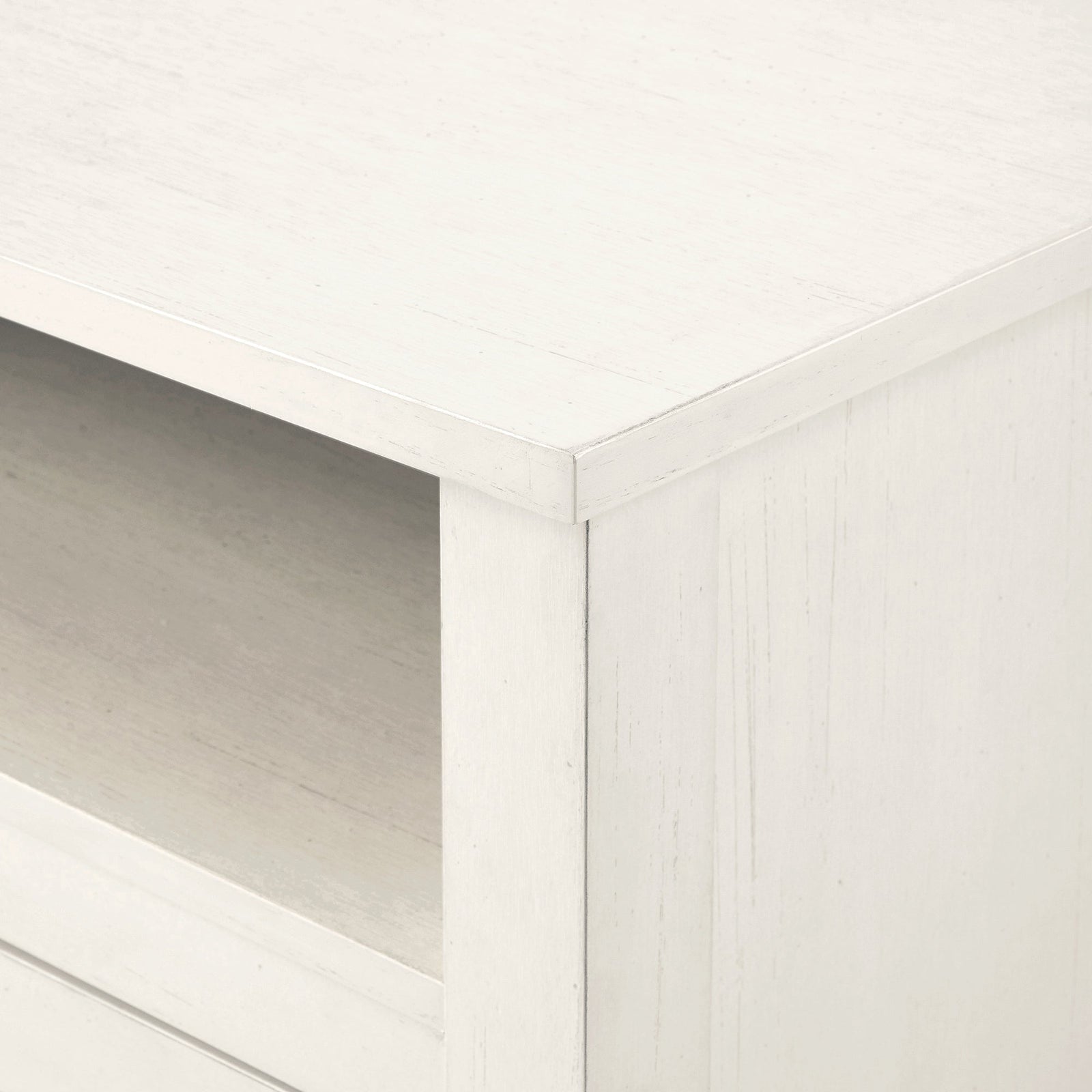 Mueble de TV de madera y vidrio con chimenea de estilo transicional de 58