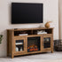 Mueble de TV de madera y vidrio con chimenea de estilo transicional de 58" Wasatch