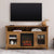 Mueble de TV de madera y vidrio con chimenea de estilo transicional de 58" Wasatch