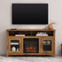 Mueble de TV de madera y vidrio con chimenea de estilo transicional de 58" Wasatch