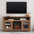 Mueble de TV de madera y vidrio con chimenea de estilo transicional de 58" Wasatch