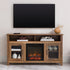 Mueble de TV de madera y vidrio con chimenea de estilo transicional de 58" Wasatch